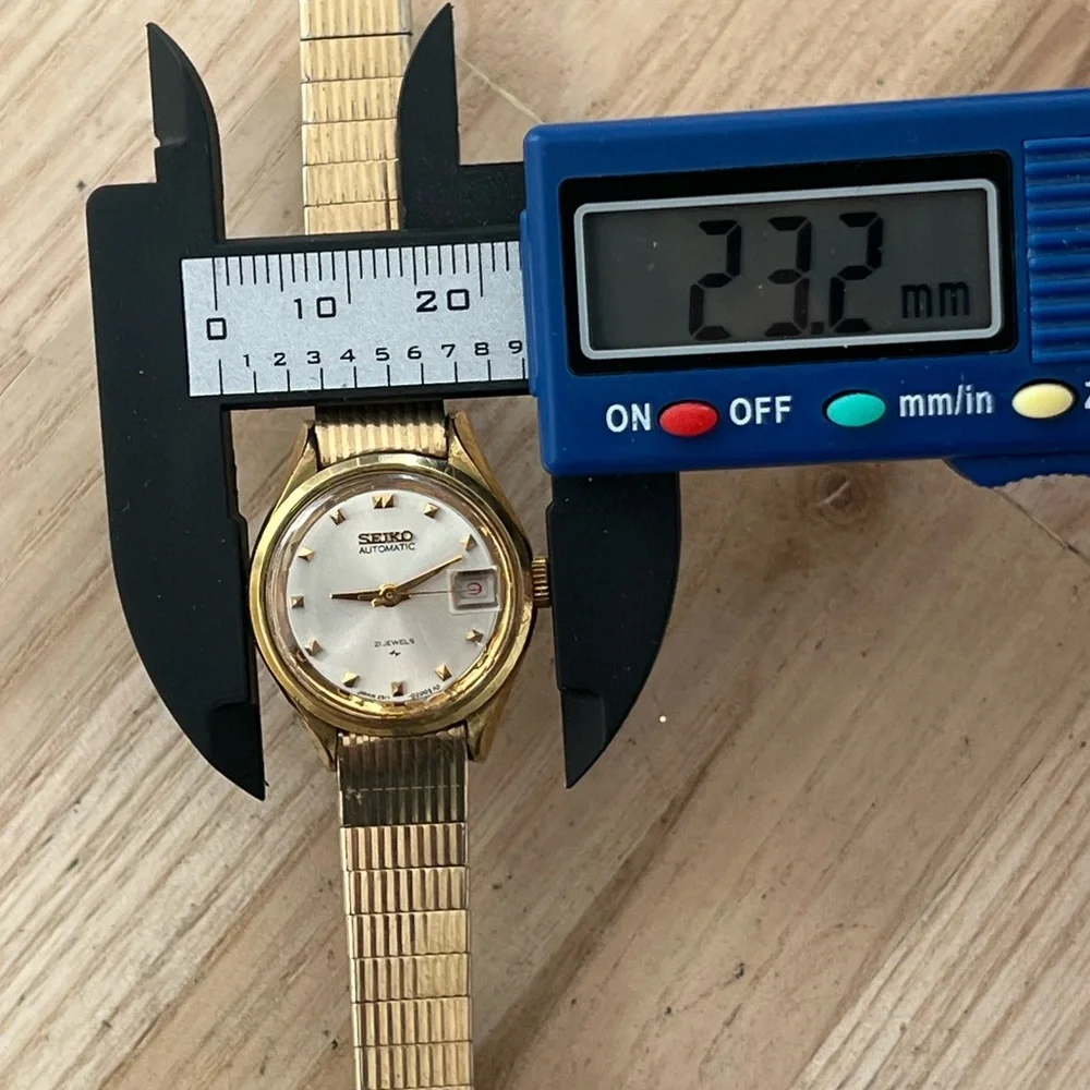 Seiko Rare Vintage Gold Plated Automatic Ladies Watch 21 Jewels Silver Dial Date